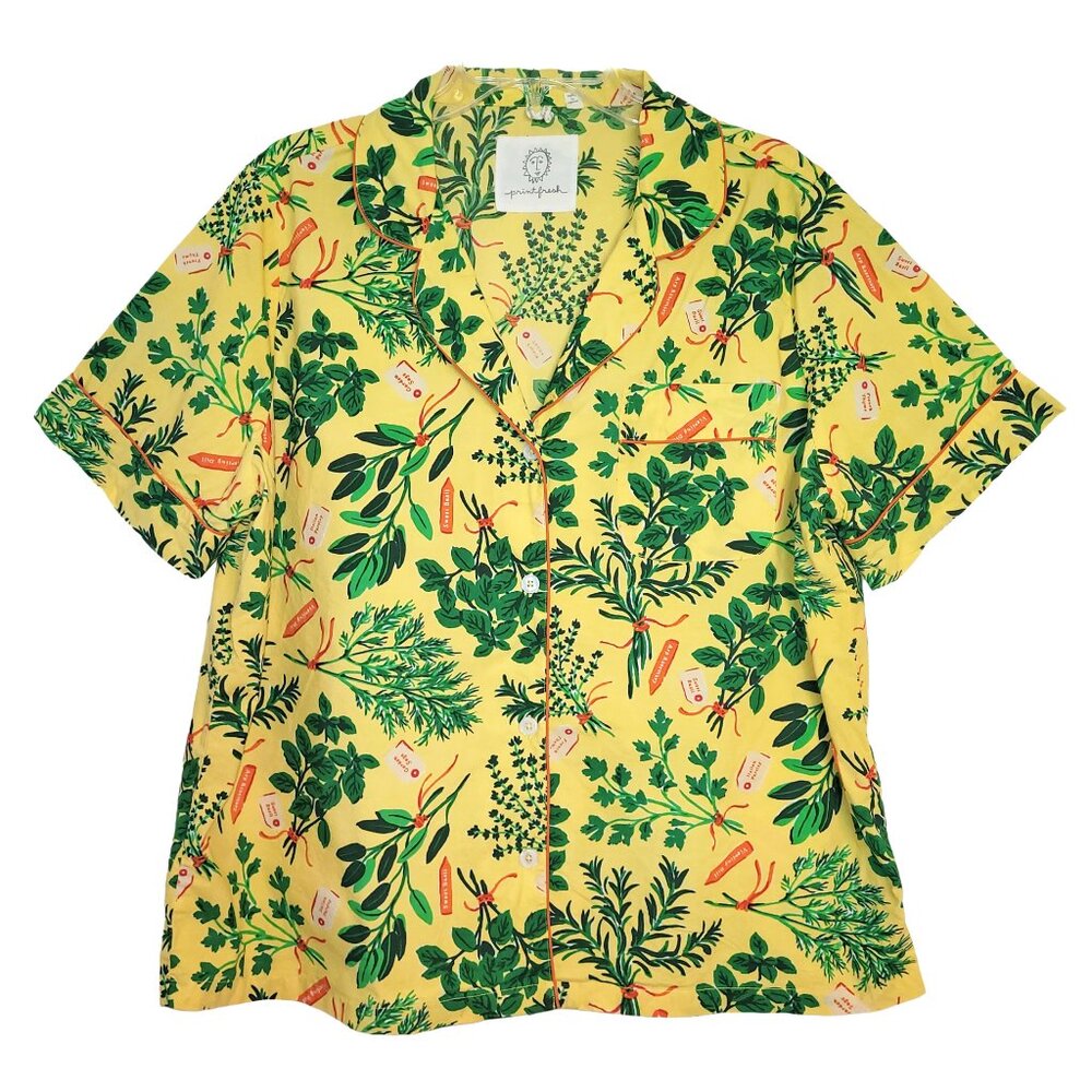 Printfresh Herb Garden Button Down Short Sleeve P… - image 1